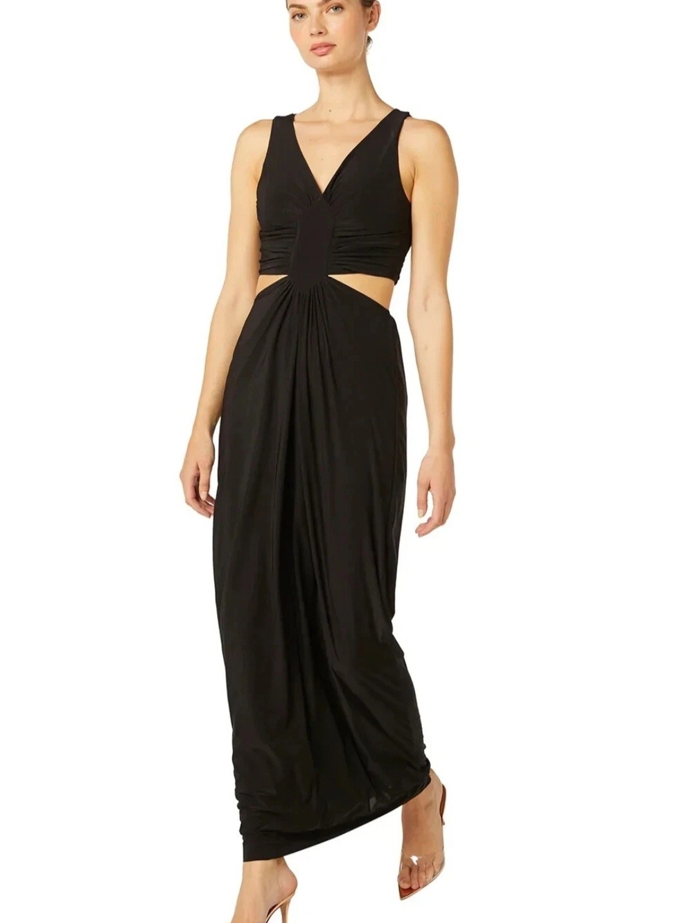 MISA Los Angeles Revolve Women Black Athema Long Cut Out Dress Sz XL $340